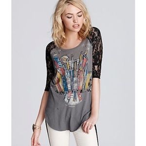 Free People Renegade Raglan Folk Metal Tee Tunic